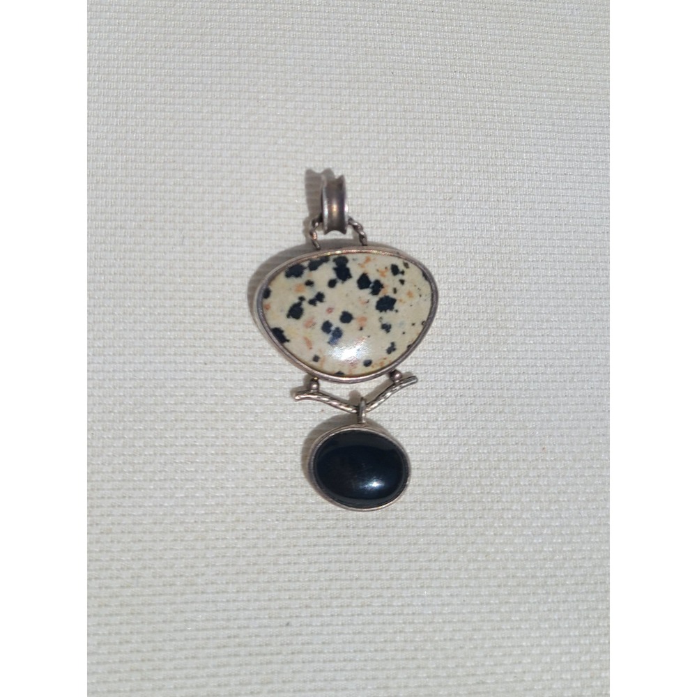 Whitney Kelly WK Sterling Silver 925 Dalmatian Jasper Black Onyx Pendant